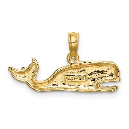 14k Yellow Gold 2-D Textured Whale Charm