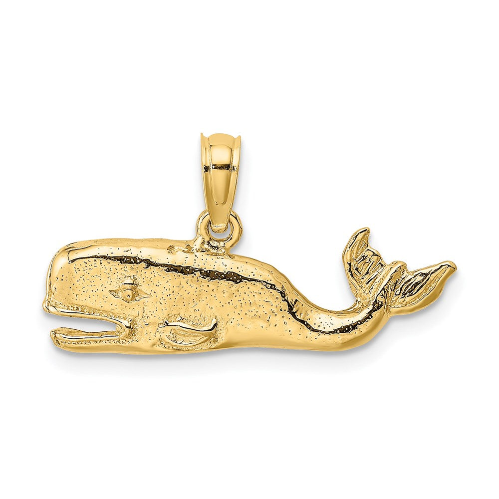14k Yellow Gold 2-D Textured Whale Charm