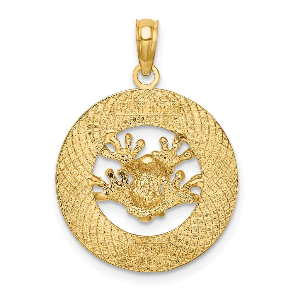 14k Yellow Gold ANTIGUA W.I. Circle w/ Frog Charm