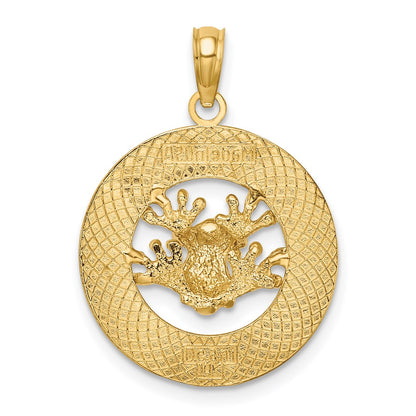14k Yellow Gold ANTIGUA W.I. Circle w/ Frog Charm