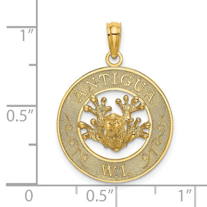 14k Yellow Gold ANTIGUA W.I. Circle w/ Frog Charm