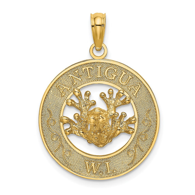14k Yellow Gold ANTIGUA W.I. Circle w/ Frog Charm