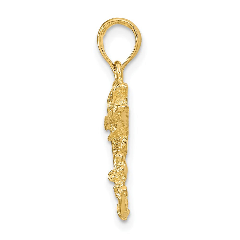 14k Yellow Gold Polished Bass Fish Pendant