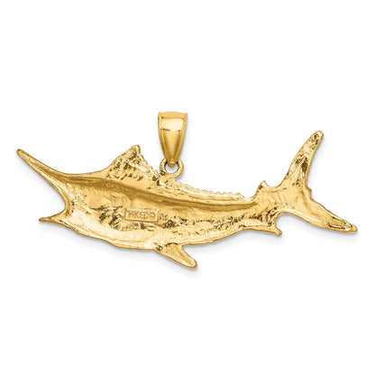 14k Yellow Gold 2-D Textured Marlin Fish Charm