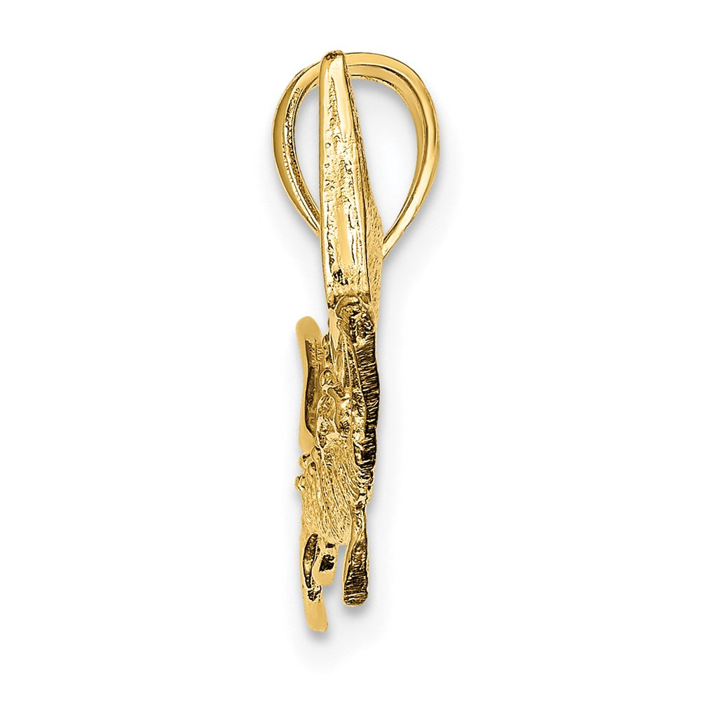 14k Yellow Gold 2-D Textured Marlin Fish Charm