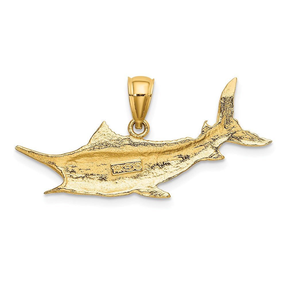 14k Yellow Gold 2-D Textured Marlin Fish Charm