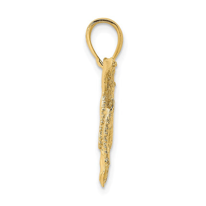 14k Yellow Gold 2-D Textured Whale Charm