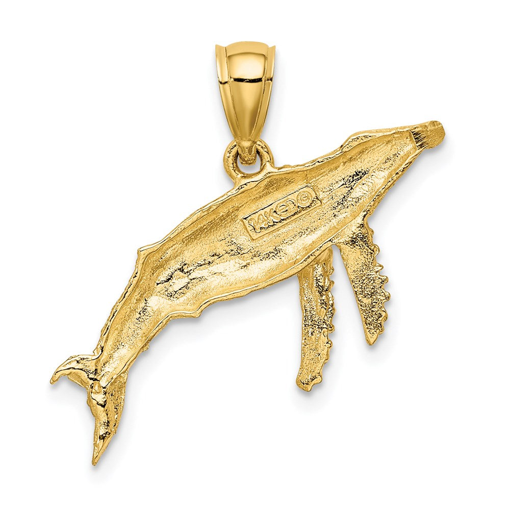 14k Yellow Gold 2-D Textured Whale Charm