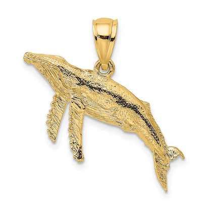 14k Yellow Gold 2-D Textured Whale Charm