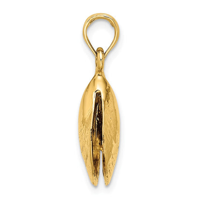 14k Yellow Gold 3-D Polished Mussel Shell Charm