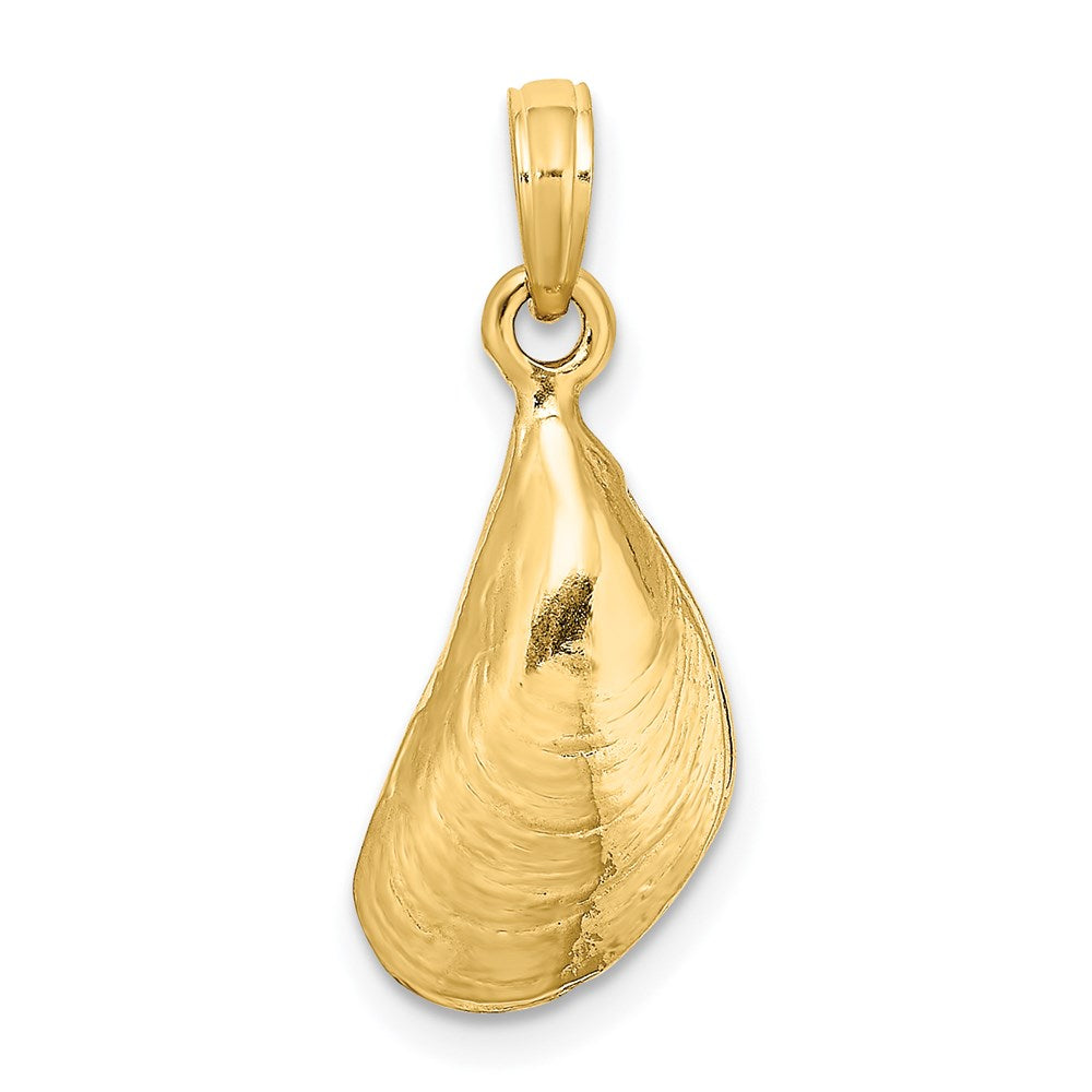 14k Yellow Gold 3-D Polished Mussel Shell Charm