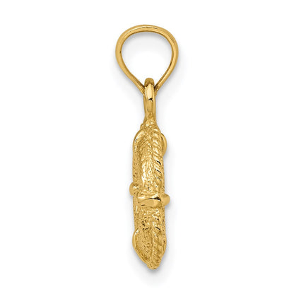 14k Yellow Gold 3-D Lifesaver Charm With Rope Trim Charm