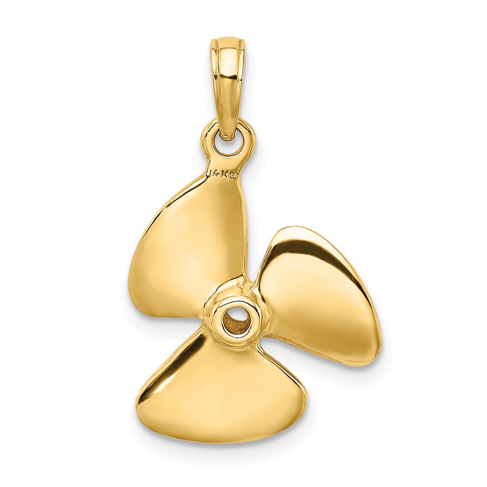 14k Yellow Gold 3-D Polished Three Blade Propeller Charm