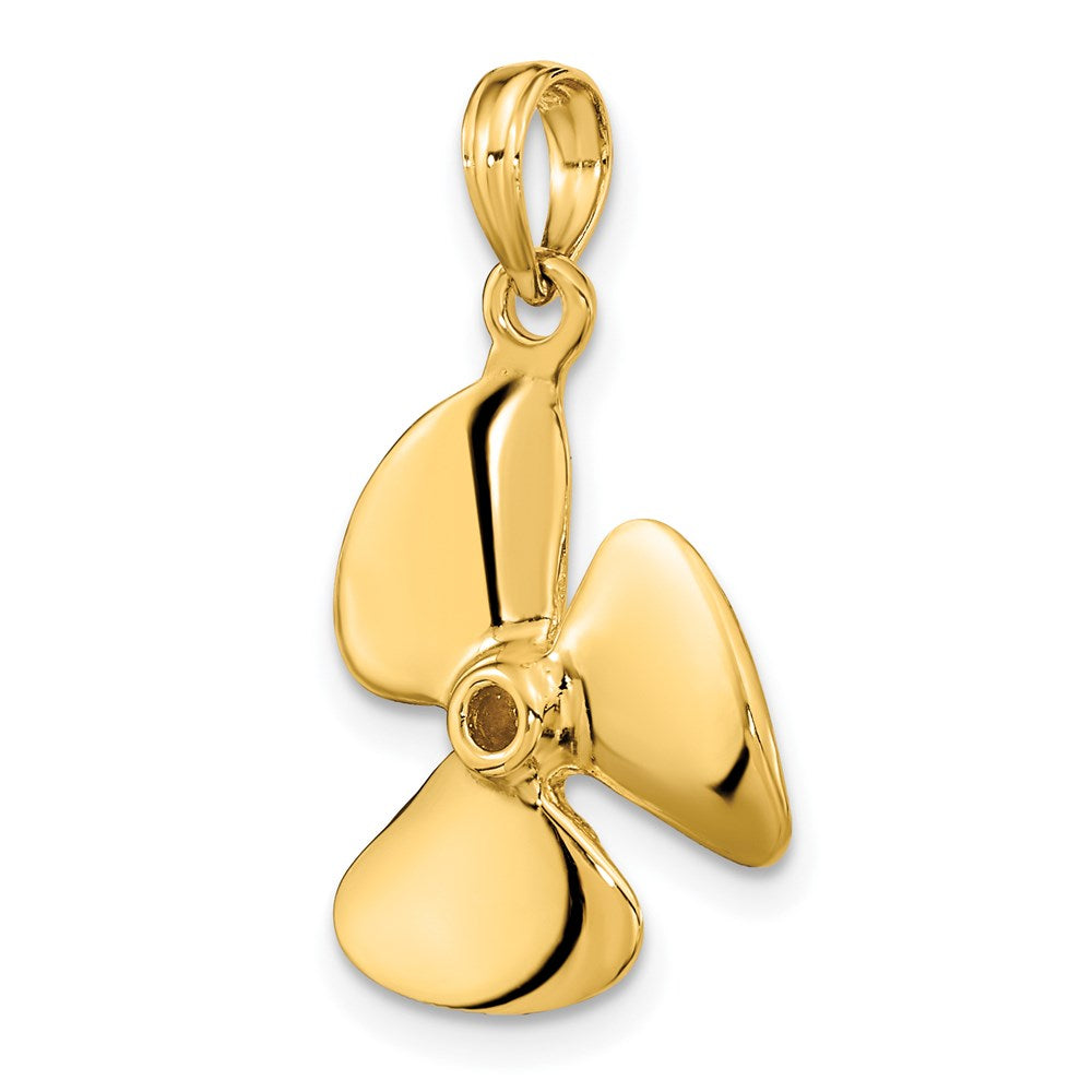 14k Yellow Gold 3-D Polished Three Blade Propeller Charm