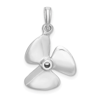 14k White Gold 3-D Polished Three Blade Propeller Charm