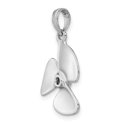 14k White Gold 3-D Polished Three Blade Propeller Charm
