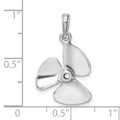 14k White Gold 3-D Polished Three Blade Propeller Charm