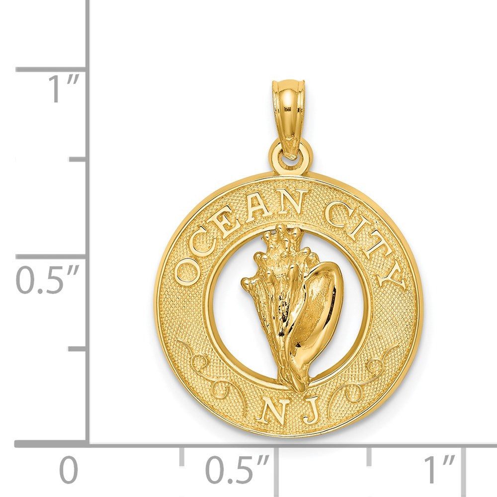 14k Yellow Gold OCEAN CITY NJ W/ Conch Shell Charm