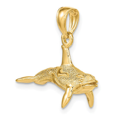 14k Yellow Gold 3-D Textured Killer Whale Charm