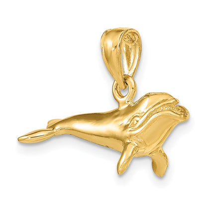 14k Yellow Gold 3-D Polished Bowhead Whale Charm