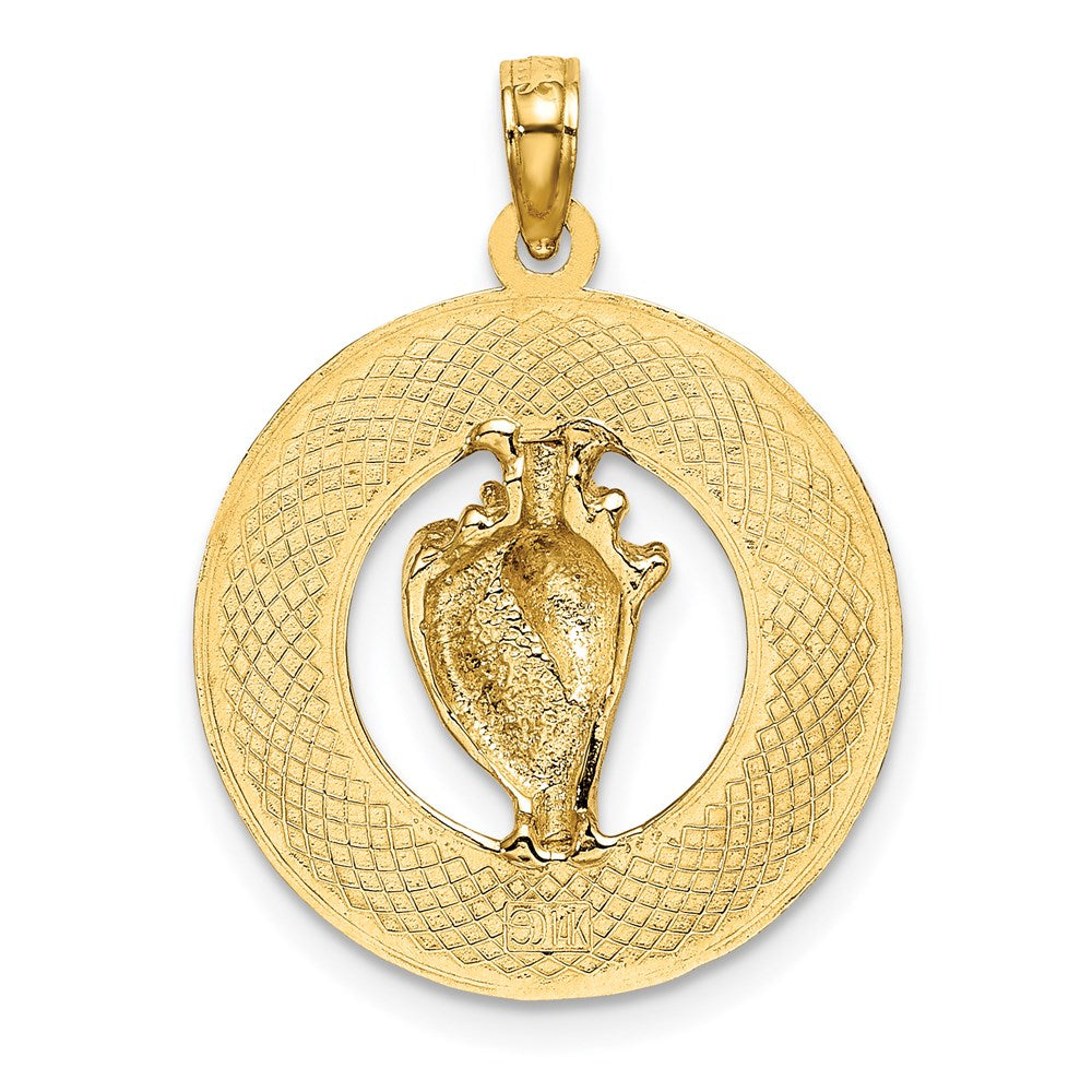 14k Yellow Gold SAN DIEGO w/ Conch Shell Circle Charm
