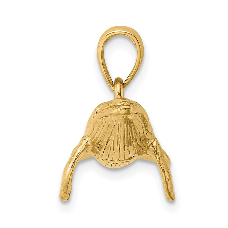 14k Yellow Gold 3-D Textured Underside Humpback Whale Charm