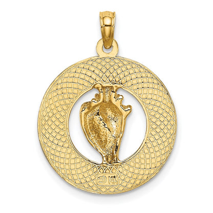 14k Yellow Gold SANIBEL w/Conch Shell Circle Charm