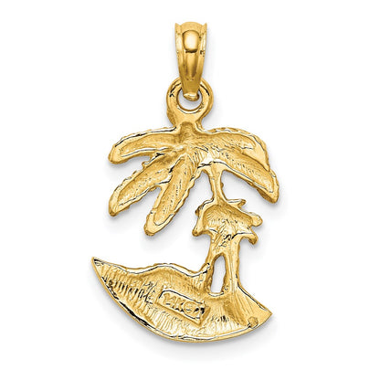 14k Yellow Gold 2-D Palm Trees On Island Charm