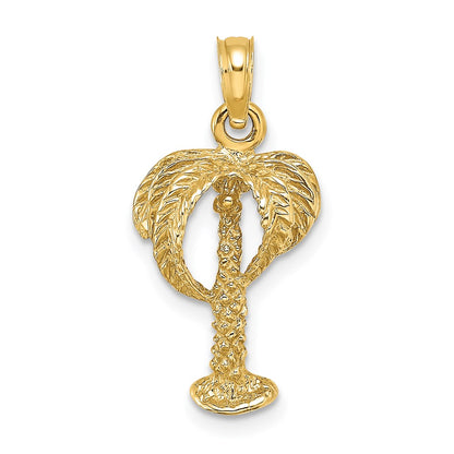 14k Yellow Gold 2-D Palm Tree w/ Coconuts Charm