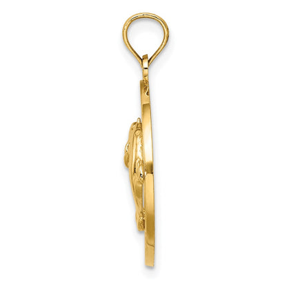 14k Yellow Gold FLORIDA w/Dolphins Circle Charm
