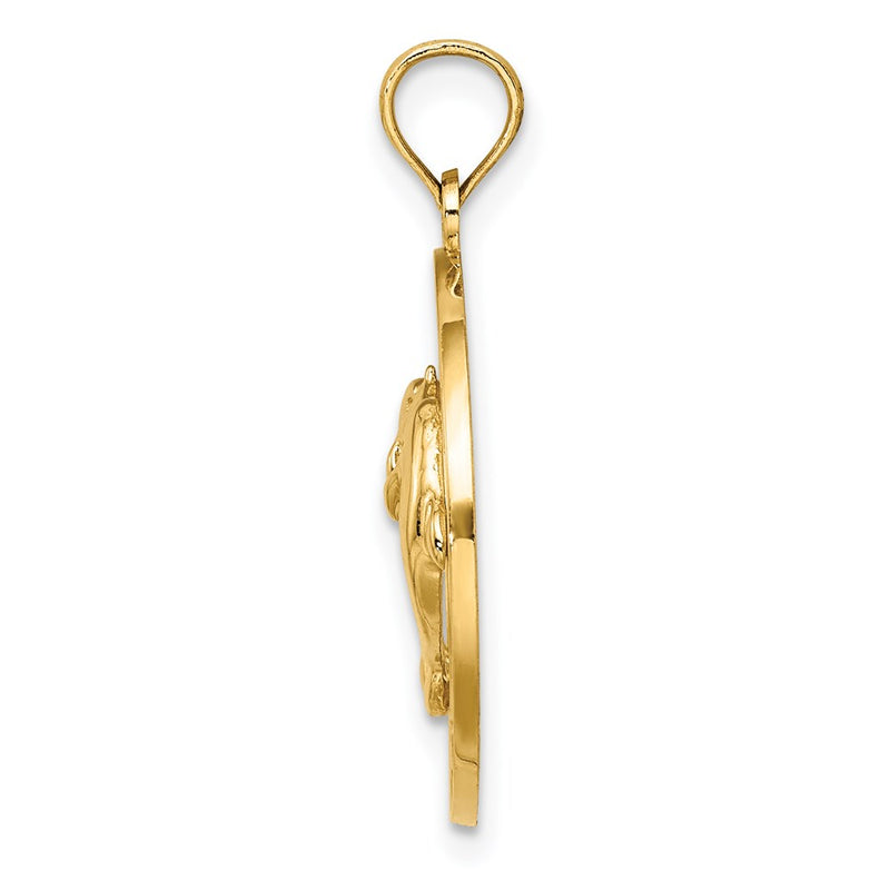 14k Yellow Gold FLORIDA w/Dolphins Circle Charm