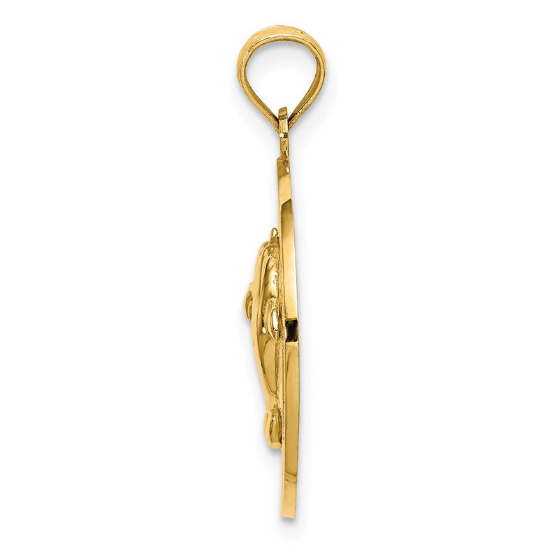 14k Yellow Gold SAN DIEGO w/ Dolphins Circle Charm
