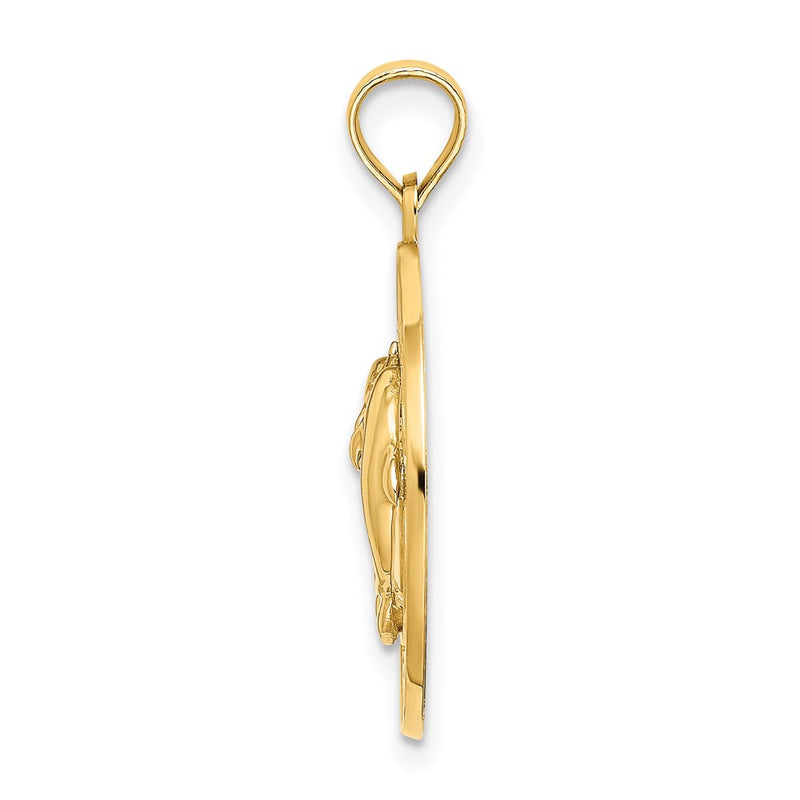 14k Yellow Gold KEY WEST w/Dolphins Circle Charm