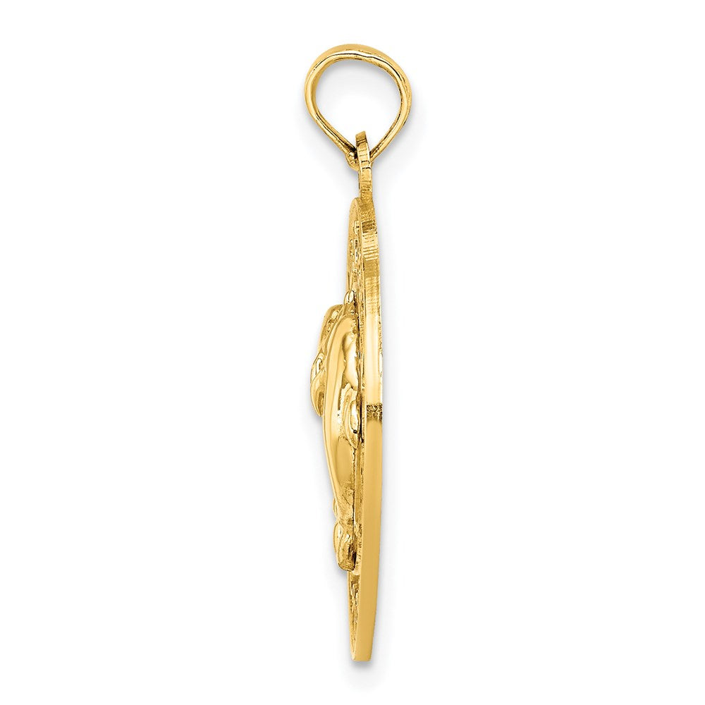 14k Yellow Gold MYRTLE BEACH w/Dolphins  Circle Charm