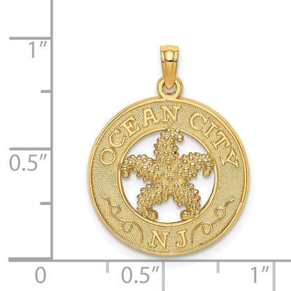 14k Yellow Gold OCEAN CITY NJ Circle w/Starfish Charm