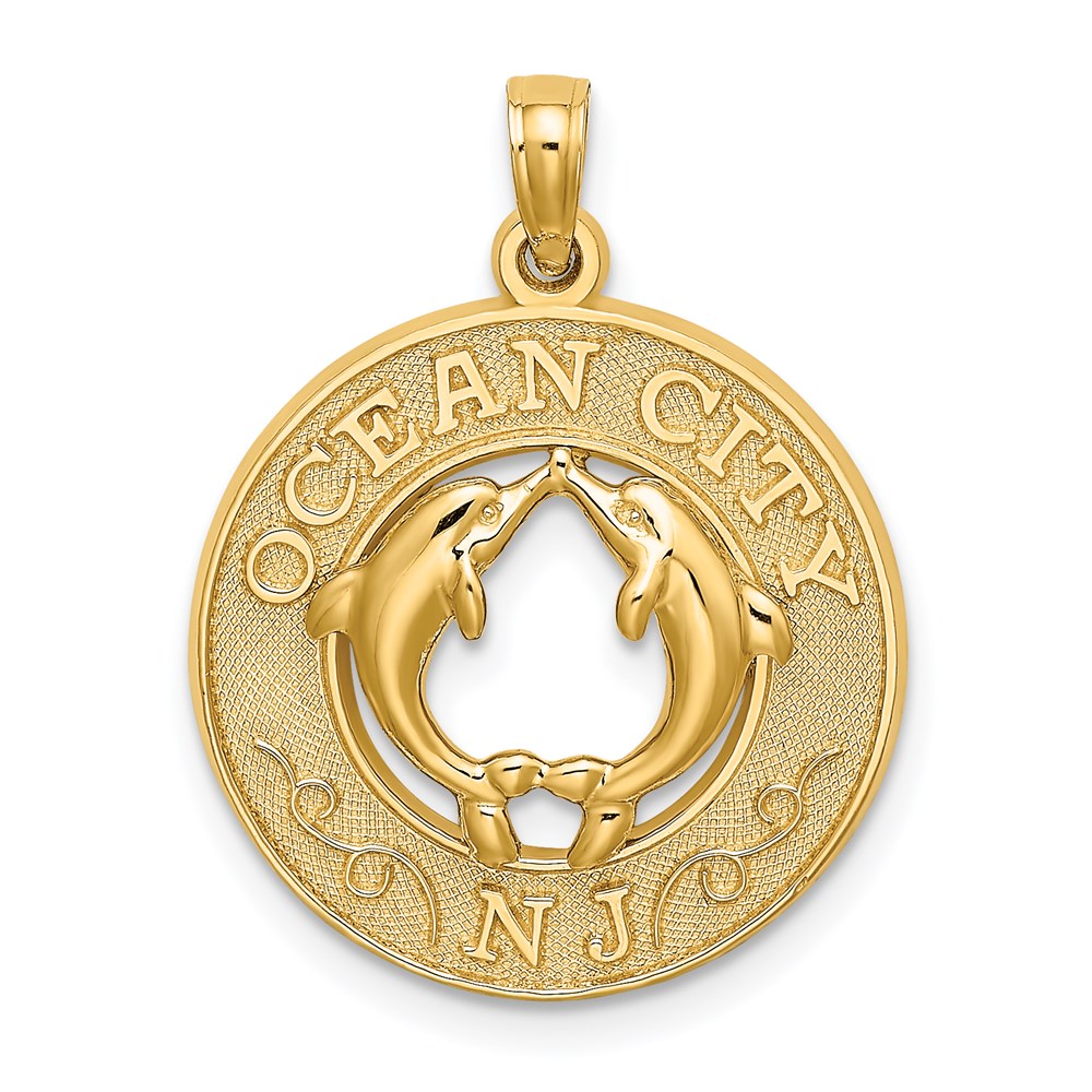 14k Yellow Gold OCEAN CITY NJ w/ Dolphin Charm