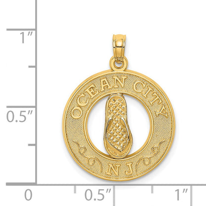 14k Yellow Gold OCEAN CITY NJ w/ Flip Flops Charm
