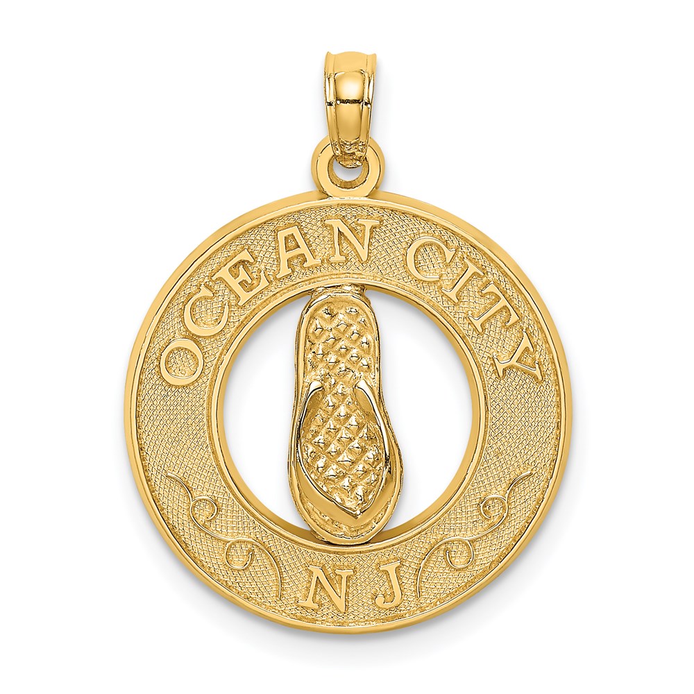 14k Yellow Gold OCEAN CITY NJ w/ Flip Flops Charm
