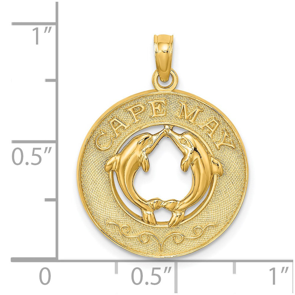 14k Yellow Gold CAPE MAY w/ Dolphins Charm