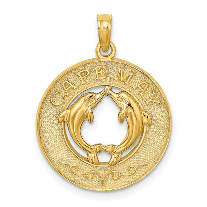14k Yellow Gold CAPE MAY w/ Dolphins Charm