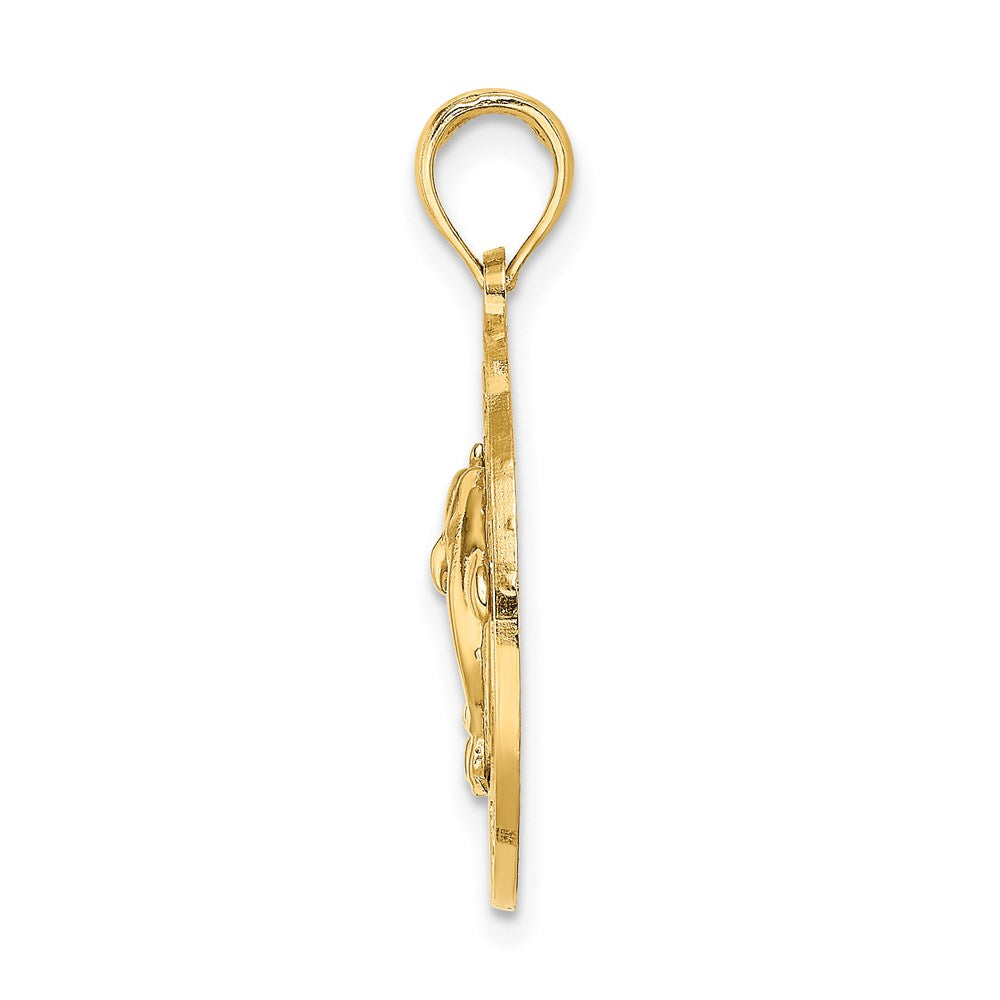 14k Yellow Gold SANIBEL w/Dolphins Circle Charm