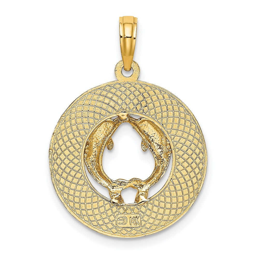 14k Yellow Gold SANIBEL w/Dolphins Circle Charm