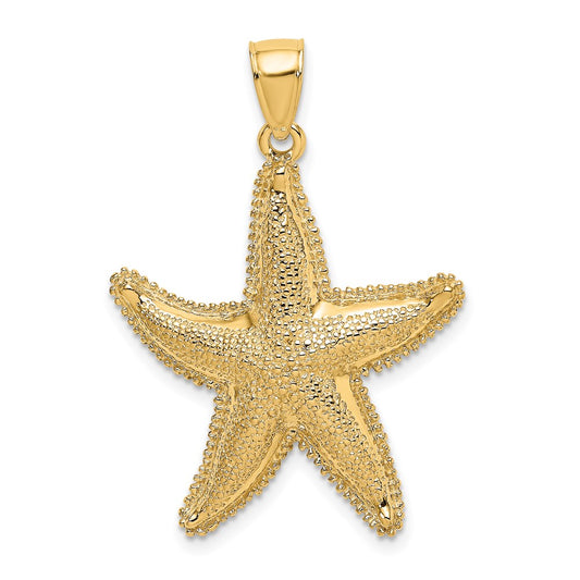 14k Yellow Gold Texutred Starfish Charm