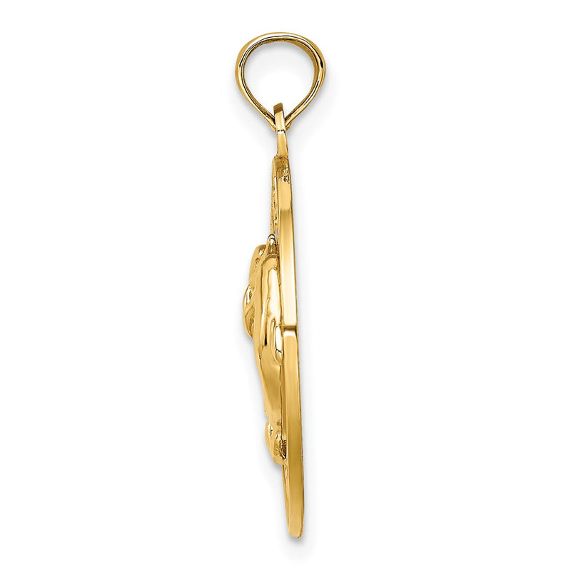 14k Yellow Gold SARASOTA w/Dolphins Circle Charm