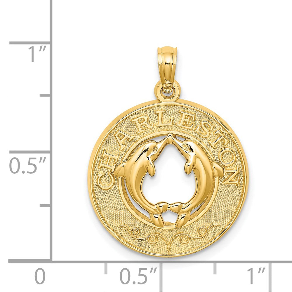 14k Yellow Gold CHARLESTON Dolphins Charm