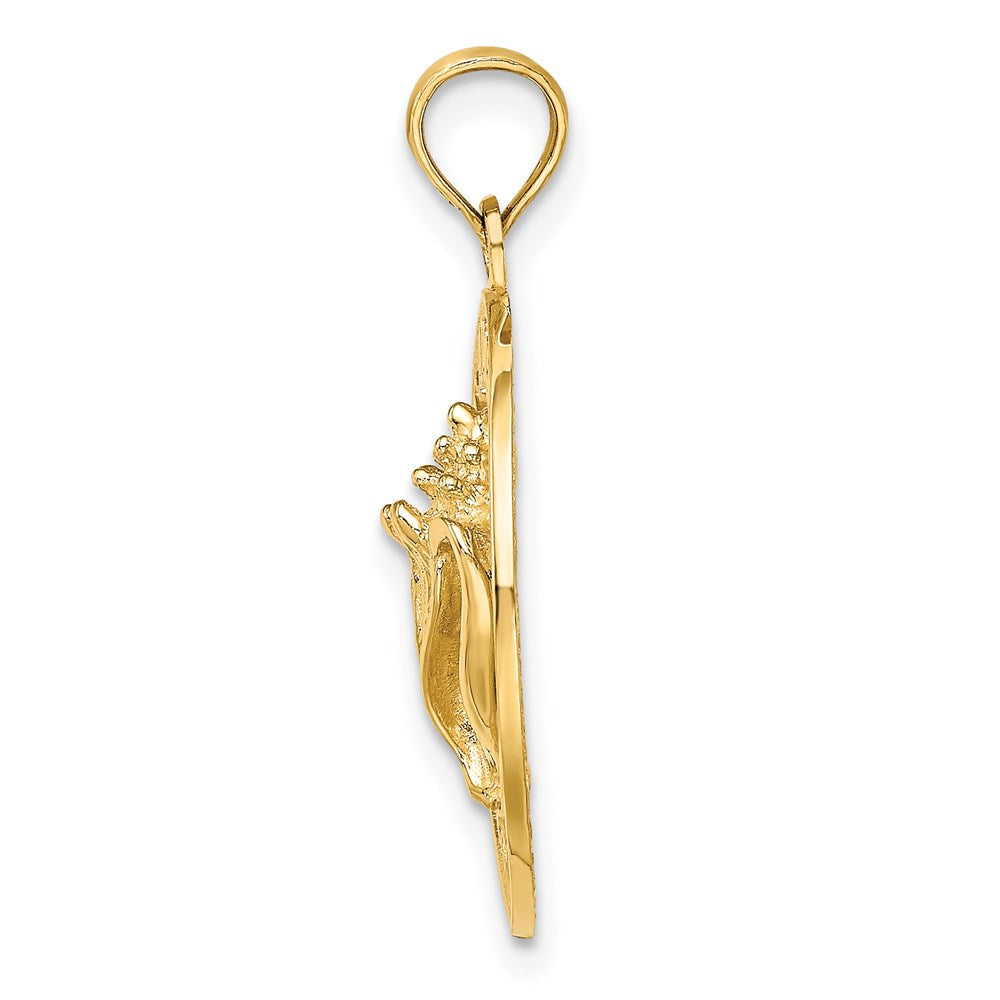 14k Yellow Gold SAINT AUGUSTINE w/Conch Shell Circle Charm