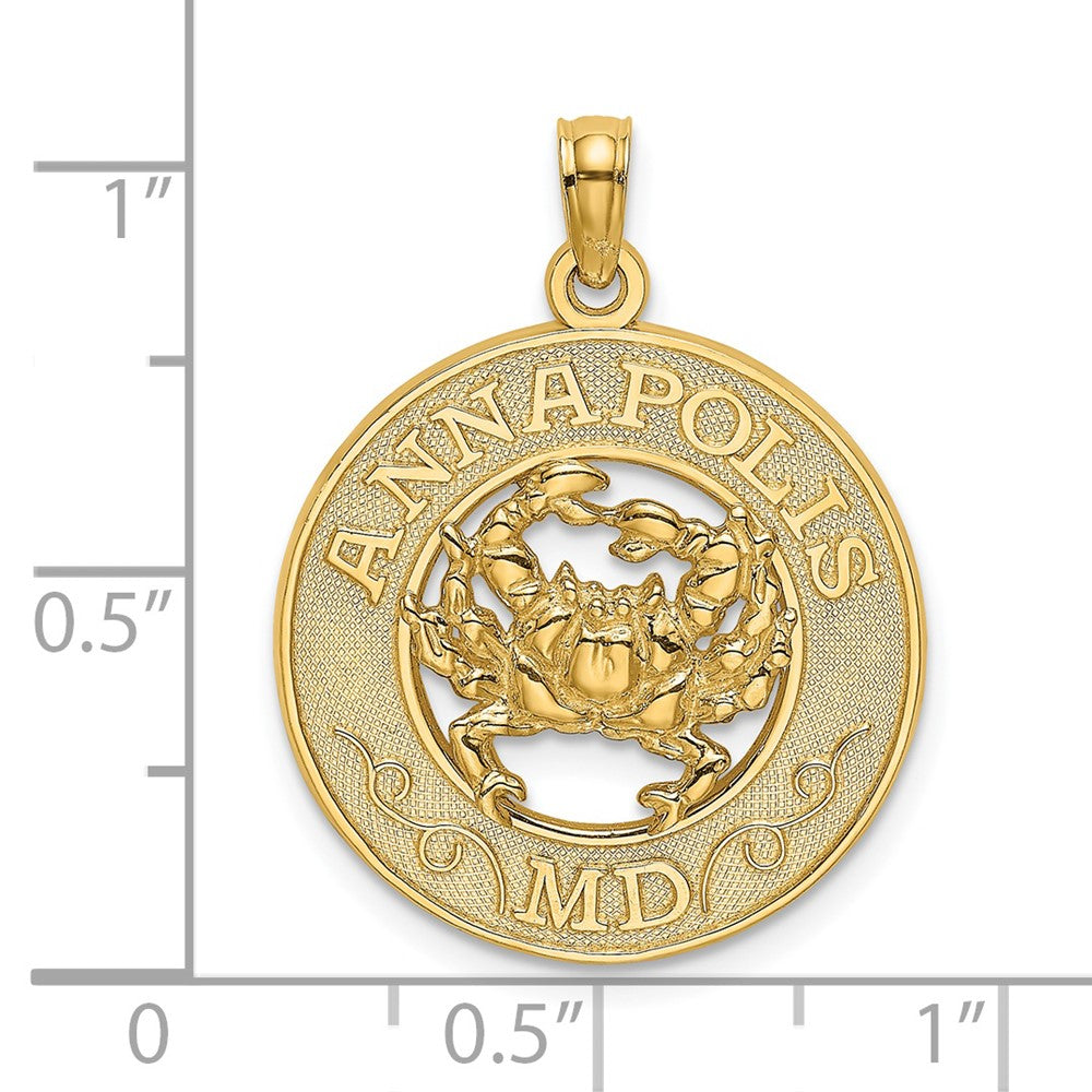 14k Yellow Gold ANNAPOLIS MD Crab Charm