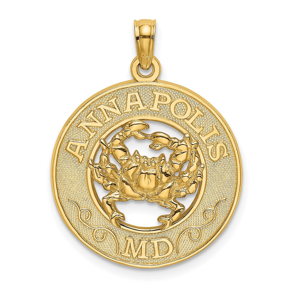 14k Yellow Gold ANNAPOLIS MD Crab Charm