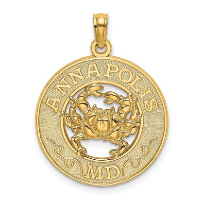 14k Yellow Gold ANNAPOLIS MD Crab Charm