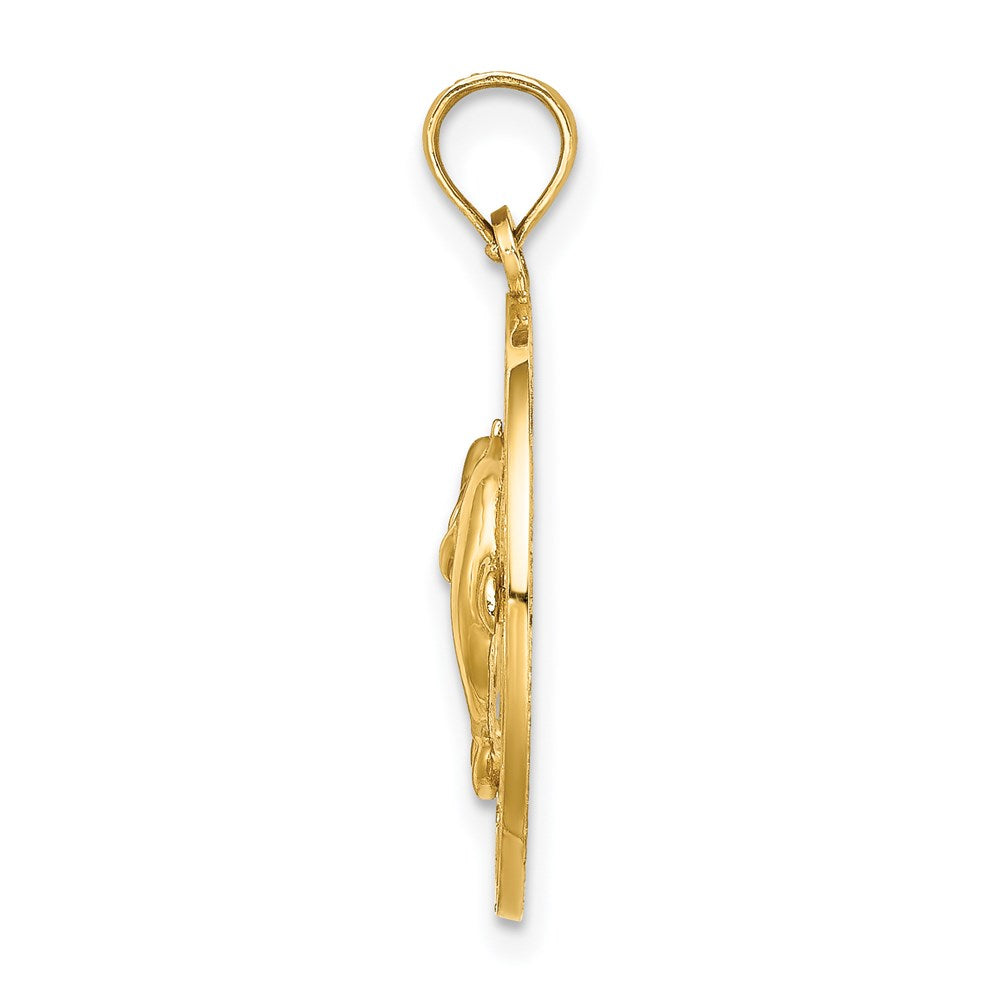 14k Yellow Gold ANNAPOLIS MD Circle Dolphins Charm
